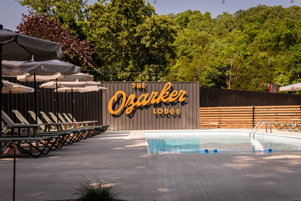 A heated outdoor pool is among The Ozarker Lodge’s amenities.